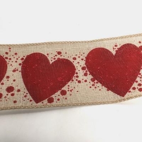 Red Hearts and Dots Ribbon 63mm